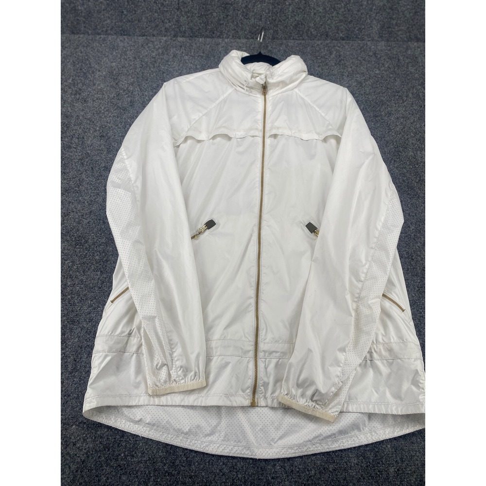 Lululemon White Lightweight Windbreaker Jacket Womens 10 Full Zip Perforated